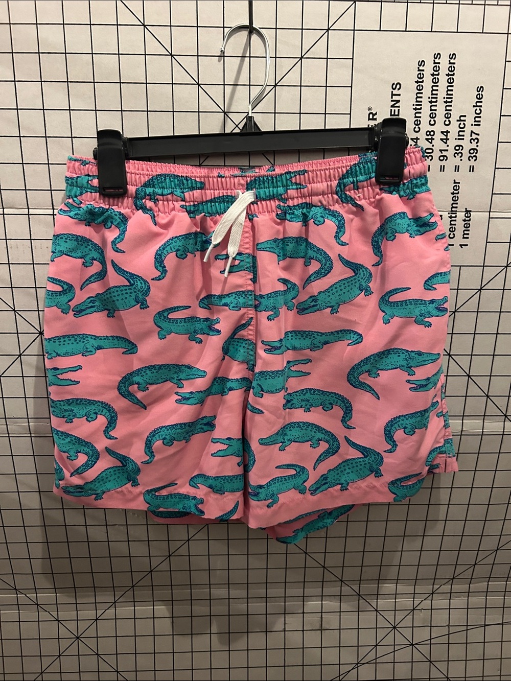 Chubbies Pink Swim Trunks with Teal Alligator Print
